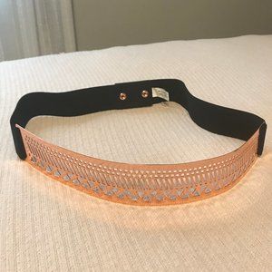 Gold Laser Cut Metal Belt with Geometric Shapes